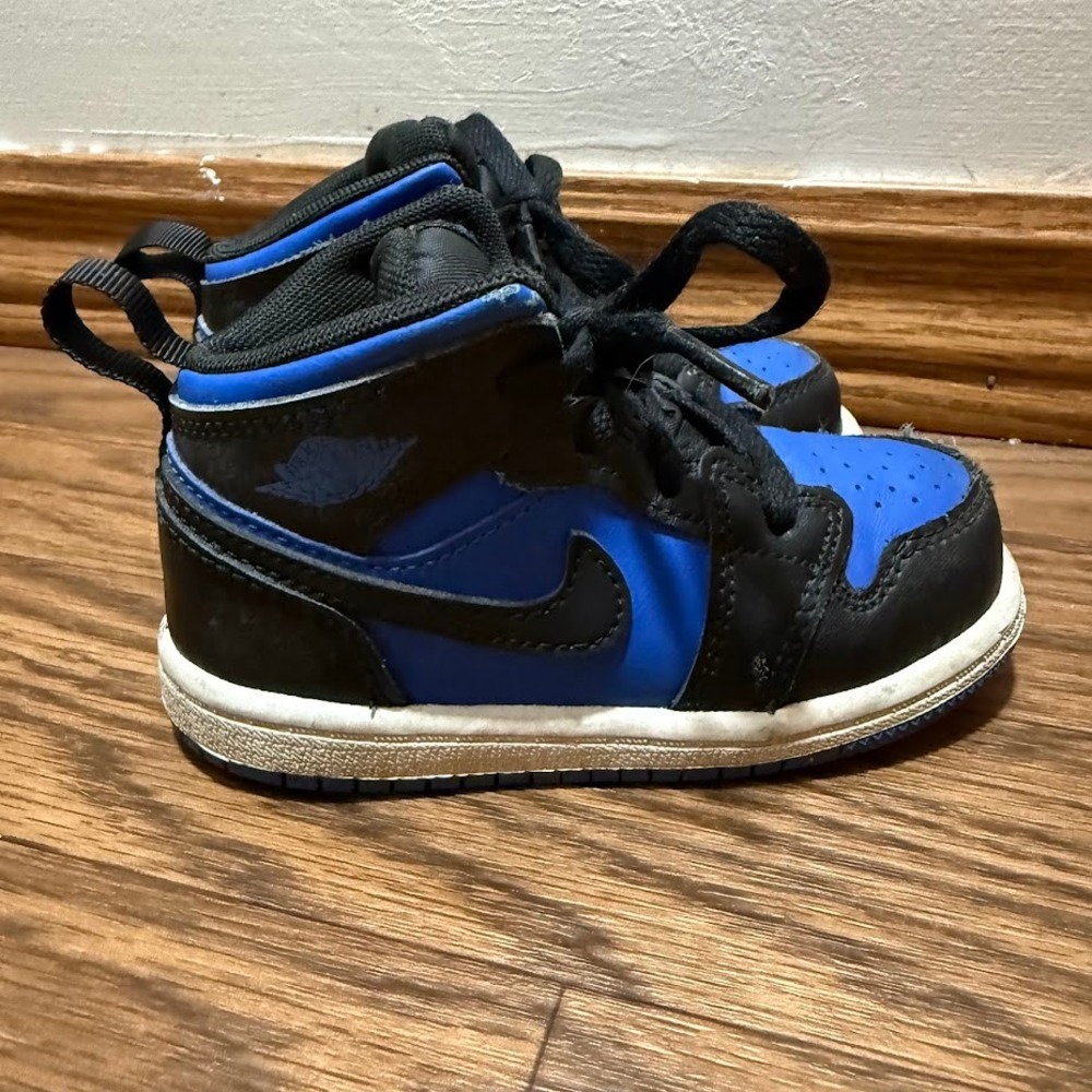 Nike Air Jordan 1 Mid Toddler Royal Blue Black Sneakers Kids Shoes Size 7C